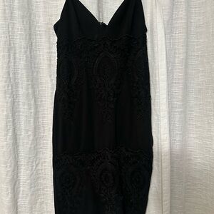 Lulu's Black Strapless Lace Dress